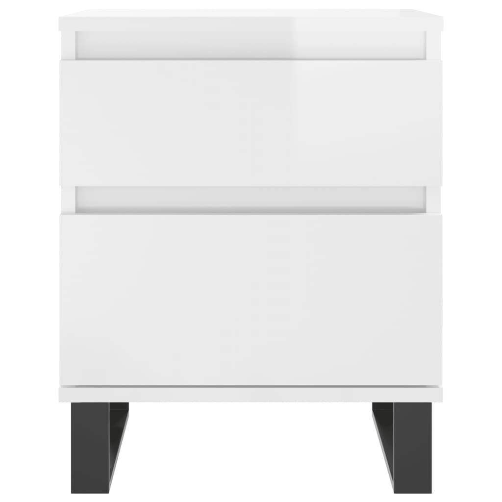 vidaXL Κομοδίνα 2 τεμ. Γυαλ. Λευκό 40 x 35 x 50 εκ. Επεξεργασμένο Ξύλο
