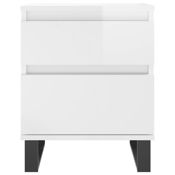 vidaXL Κομοδίνα 2 τεμ. Γυαλ. Λευκό 40 x 35 x 50 εκ. Επεξεργασμένο Ξύλο