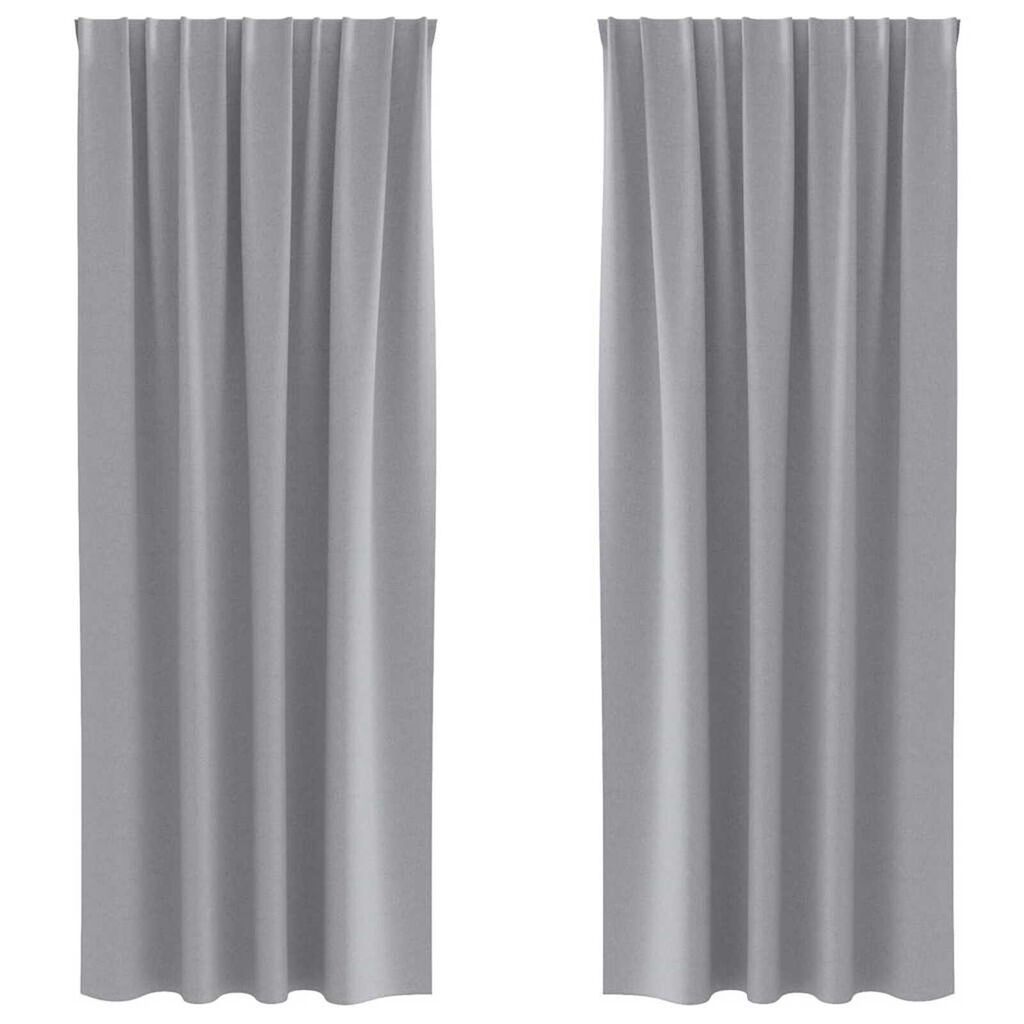vidaXL Κουρτίνες με κουρτίνες 2 pcs Ανοιχτό γκρι Πολυεστέρας