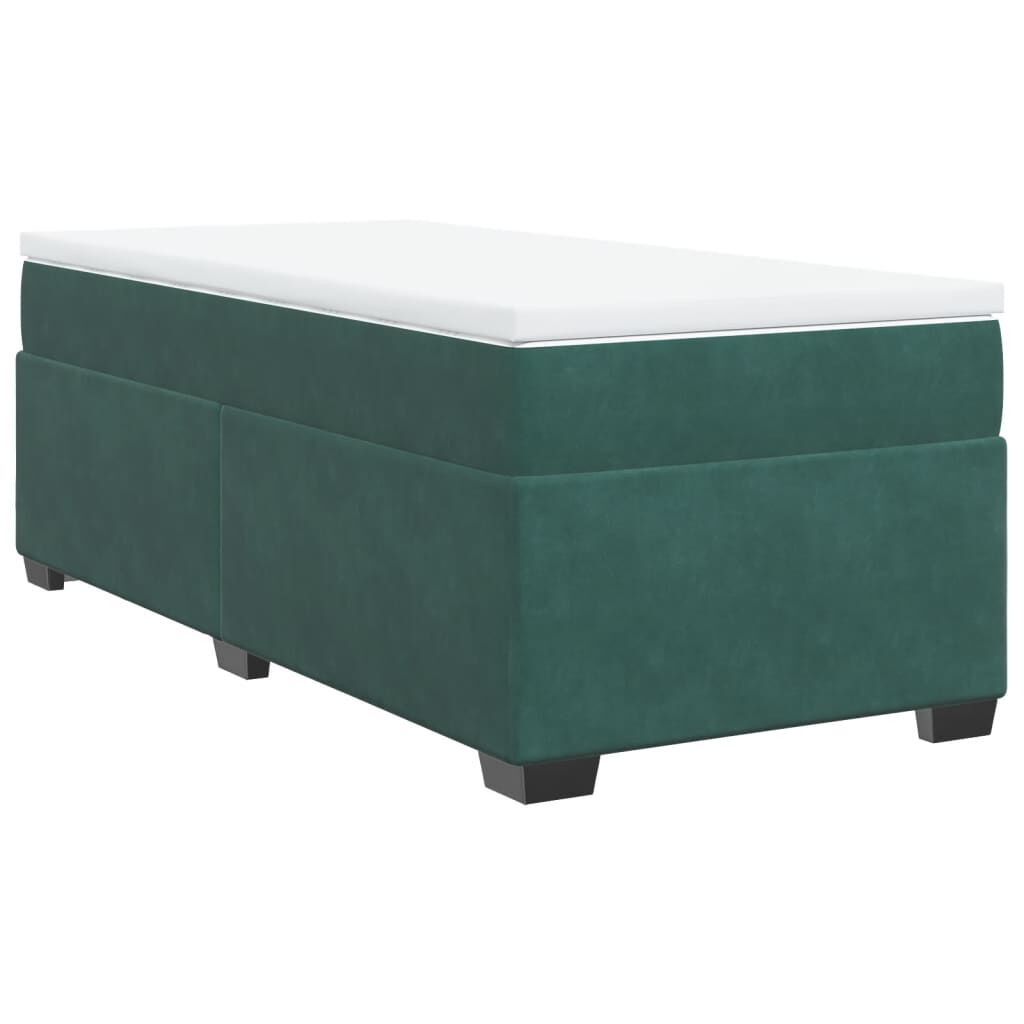 vidaXL Κρεβάτι Boxspring με Στρώμα Σκούρο Πράσινο 100x200εκ. Βελούδινο