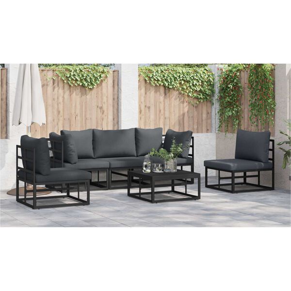 vidaXL Σετ Καναπέ Κήπου 5 pcs Μαύρο 213 x 71.5 x 71 εκ. Αλουμίνιο