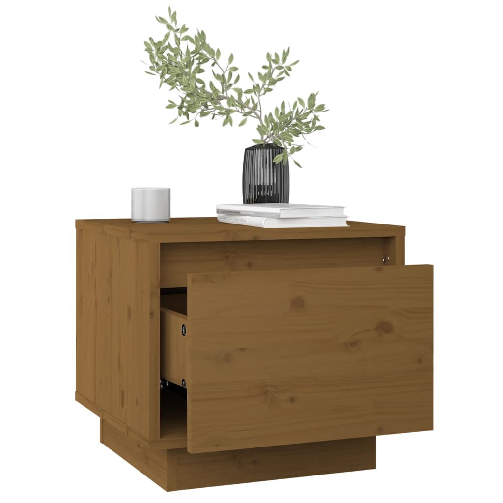 vidaXL Κομοδίνο Καφέ Μελί 35 x 34 x 32 εκ. από Μασίφ Ξύλο Πεύκου