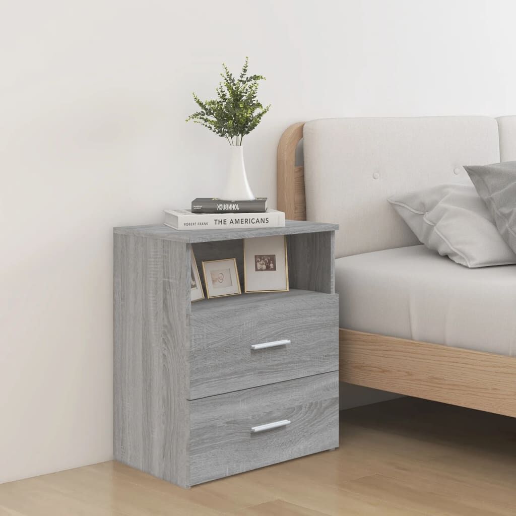 vidaXL Κομοδίνα 2 τεμ. Γκρι Sonoma 50 x 32 x 60 εκ.
