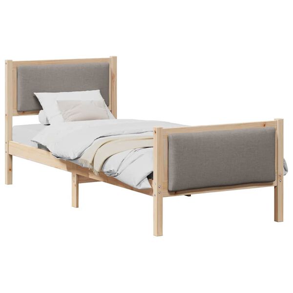 vidaXL Σκελετός Κρεβατιού με κεφαλάρι Taupe 75 x 190 cm ύφασμα