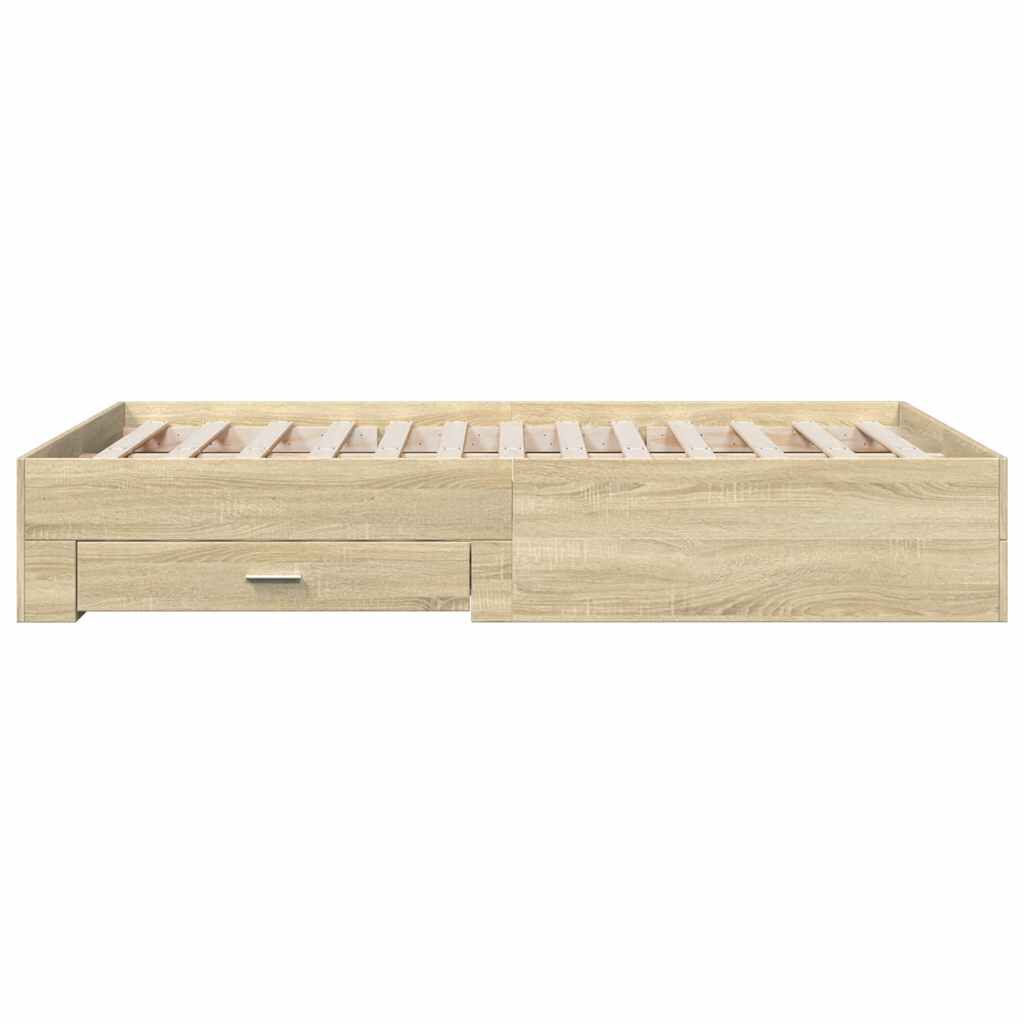 vidaXL Πλαίσιο Κρεβατιού με συρτάρια Sonoma Δρυς 135x190εκ. Επεξ. Ξύλο