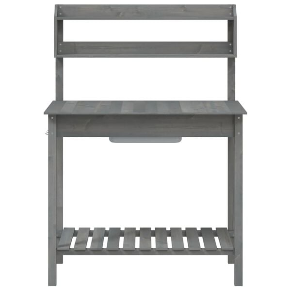 vidaXL Τραπέζι για Γλάστρες+Νεροχύτη Γκρι 147,5x44x139,5εκ Μασίφ Ελάτη