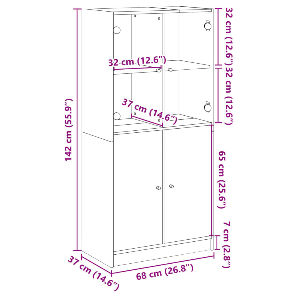 vidaXL Ντουλάπα με Πόρτες 68x37x142 εκ. Επεξεργασμένο Ξύλο