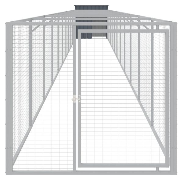vidaXL Σπιτάκι Σκύλου με Αυλή Ανθρακί 110x1221x110 εκ. Γαλβαν. Χάλυβας