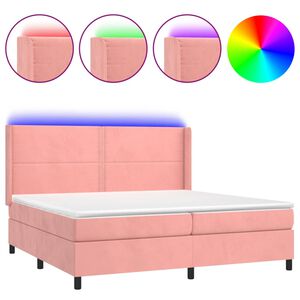 vidaXL &Kappa;&rho;&epsilon;&beta;ά&tau;&iota; Boxspring &mu;&epsilon; &Sigma;&tau;&rho;ώ&mu;&alpha; & LED &Rho;&omicron;&zeta; 200x200 &epsilon;&kappa;. &Beta;&epsilon;&lambda;&omicron;ύ&delta;&iota;&nu;&omicron;