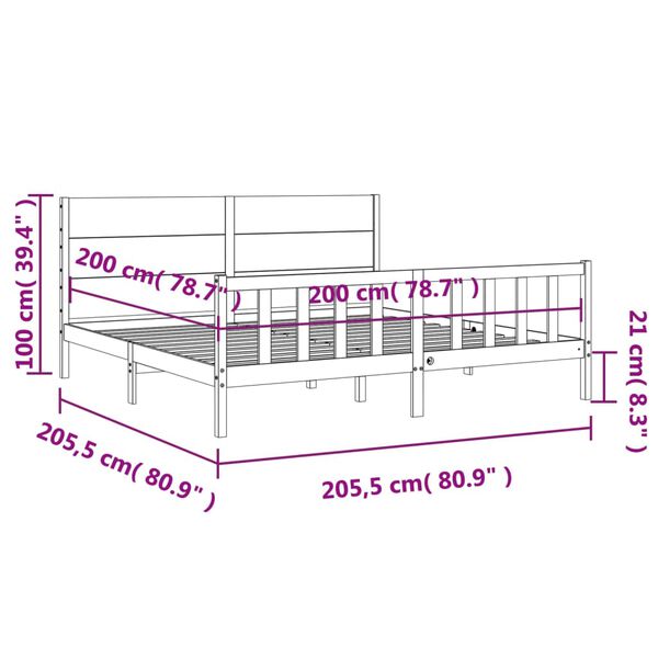 vidaXL Σκελετός Κρεβ. Χωρίς Στρώμα Λευκό 200x200 εκ Μασίφ Πεύκο