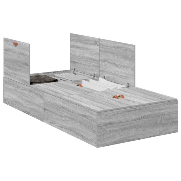 vidaXL Γκρι Σονομά Κρεβάτι Αποθήκης 75x190 cm