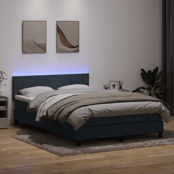 vidaXL &Kappa;&rho;&epsilon;&beta;ά&tau;&iota; Boxspring &mu;&epsilon; &Sigma;&tau;&rho;ώ&mu;&alpha; & LED &Sigma;&kappa;&omicron;ύ&rho;&omicron; &Gamma;&kappa;&rho;&iota; 140x210 &epsilon;&kappa;. &Beta;&epsilon;&lambda;&omicron;ύ&delta;&iota;&nu;&omicron;