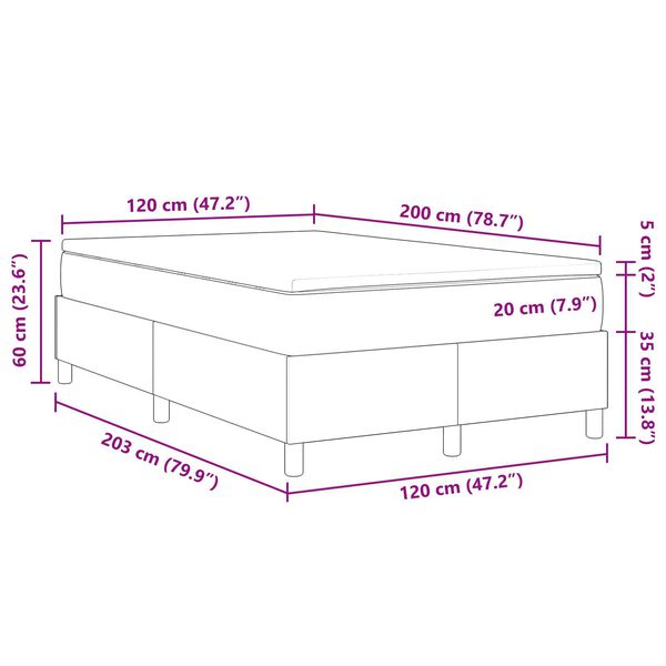 vidaXL Κρεβάτι Box Spring με Στρώμα σε Ανοιχτό Γκρι - 120 x 200 εκ βελουτέ ύφασμα