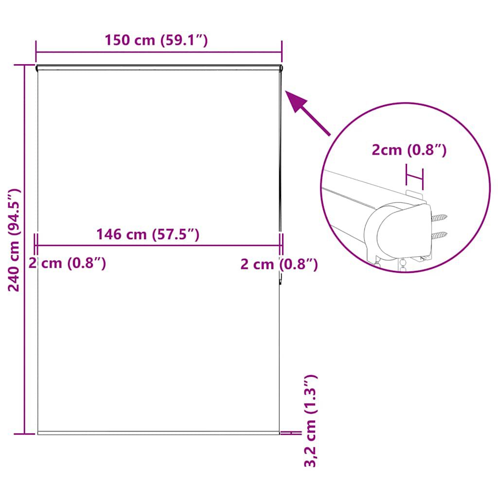 vidaXL Κουρτίνα Μπάνιου Ρολό κασέτα 150x240εκ. Πλάτος υφάσματος 146εκ.