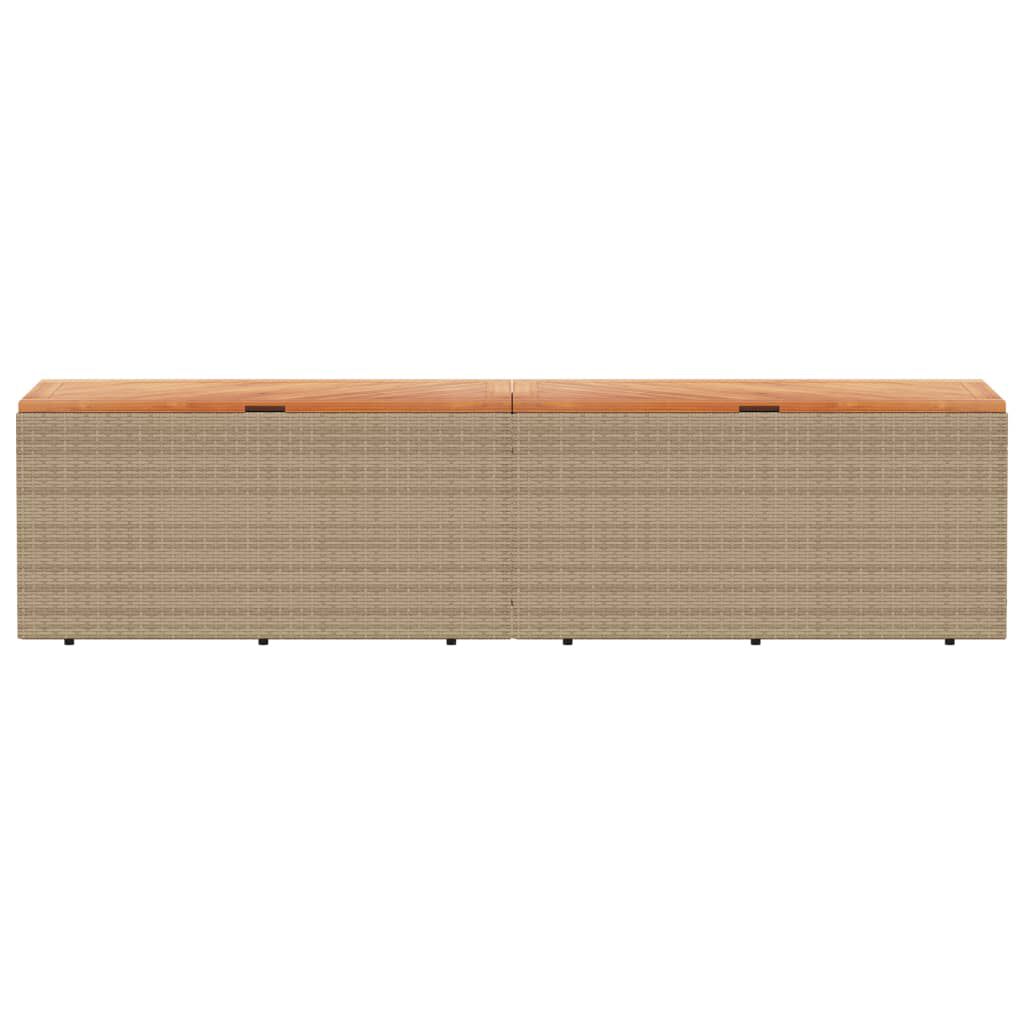 vidaXL Κουτί Αποθ. Κήπου Μπεζ 220x50x54 εκ. Συνθ. Ρατάν/Μασίφ Ακακία