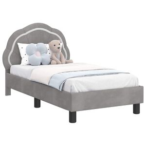 vidaXL Κρεβατική βάση για παιδιά με προσκέφαλο Ανοιχτό γκρι