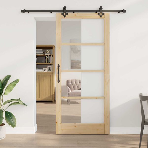 vidaXL Συρόμενη Πόρτα ORKDAL Καφέ 93 x 211 εκ. Ξύλο και μέταλλο