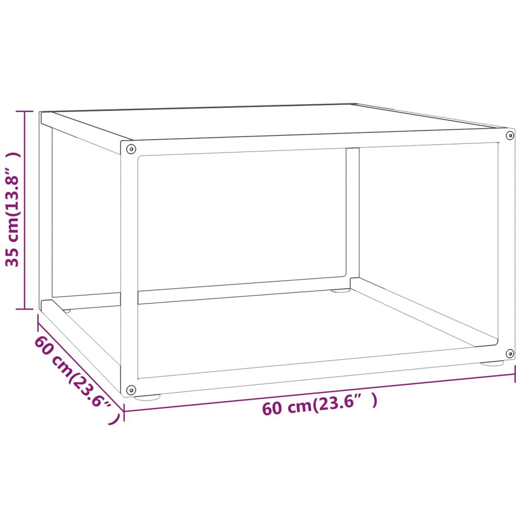 vidaXL Τραπεζάκι Σαλονιού Μαύρο 60x60x35 εκ. Λευκό Γυαλί Όψη Μαρμάρου