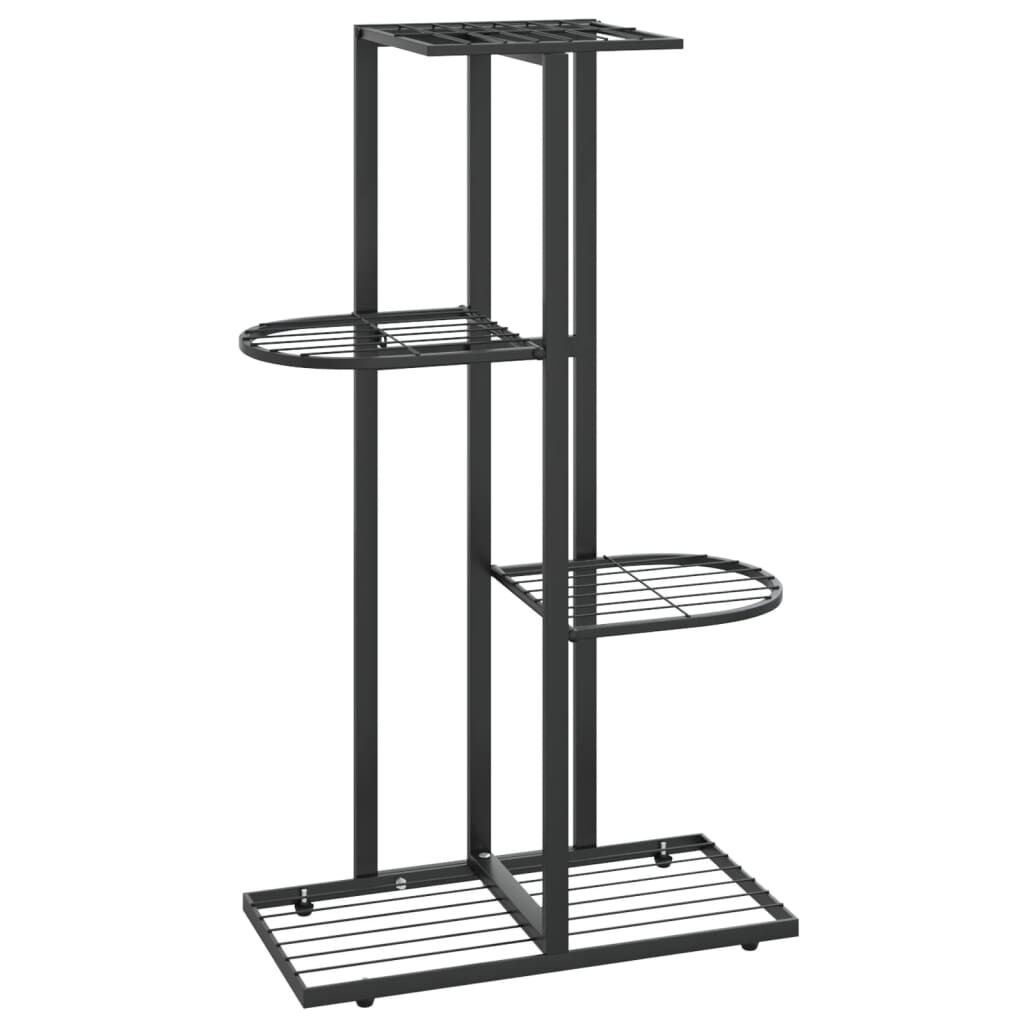 vidaXL Ανθοστήλη 4 Επιπέδων Μαύρη 43 x 22 x 76 εκ. Μεταλλική
