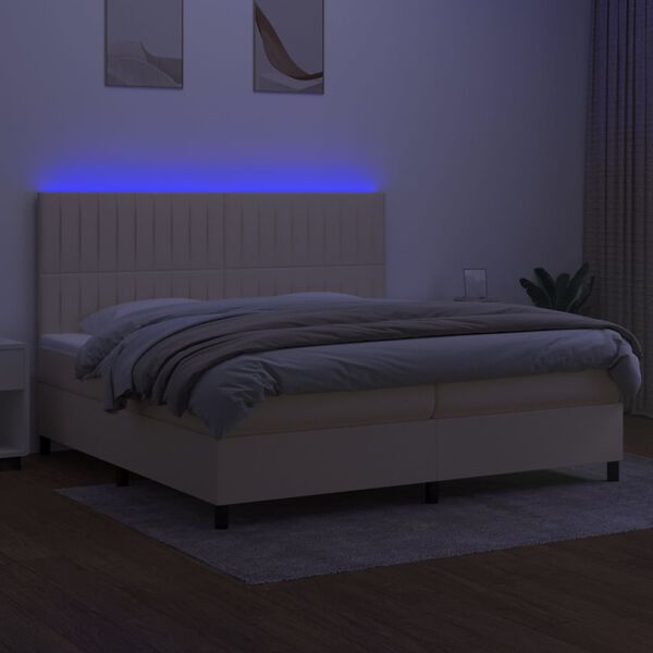 vidaXL &Kappa;&rho;&epsilon;&beta;ά&tau;&iota; Boxspring &mu;&epsilon; &Sigma;&tau;&rho;ώ&mu;&alpha; & LED &Kappa;&rho;&epsilon;&mu; 200x200 &epsilon;&kappa;. &Upsilon;&phi;&alpha;&sigma;&mu;ά&tau;&iota;&nu;&omicron;