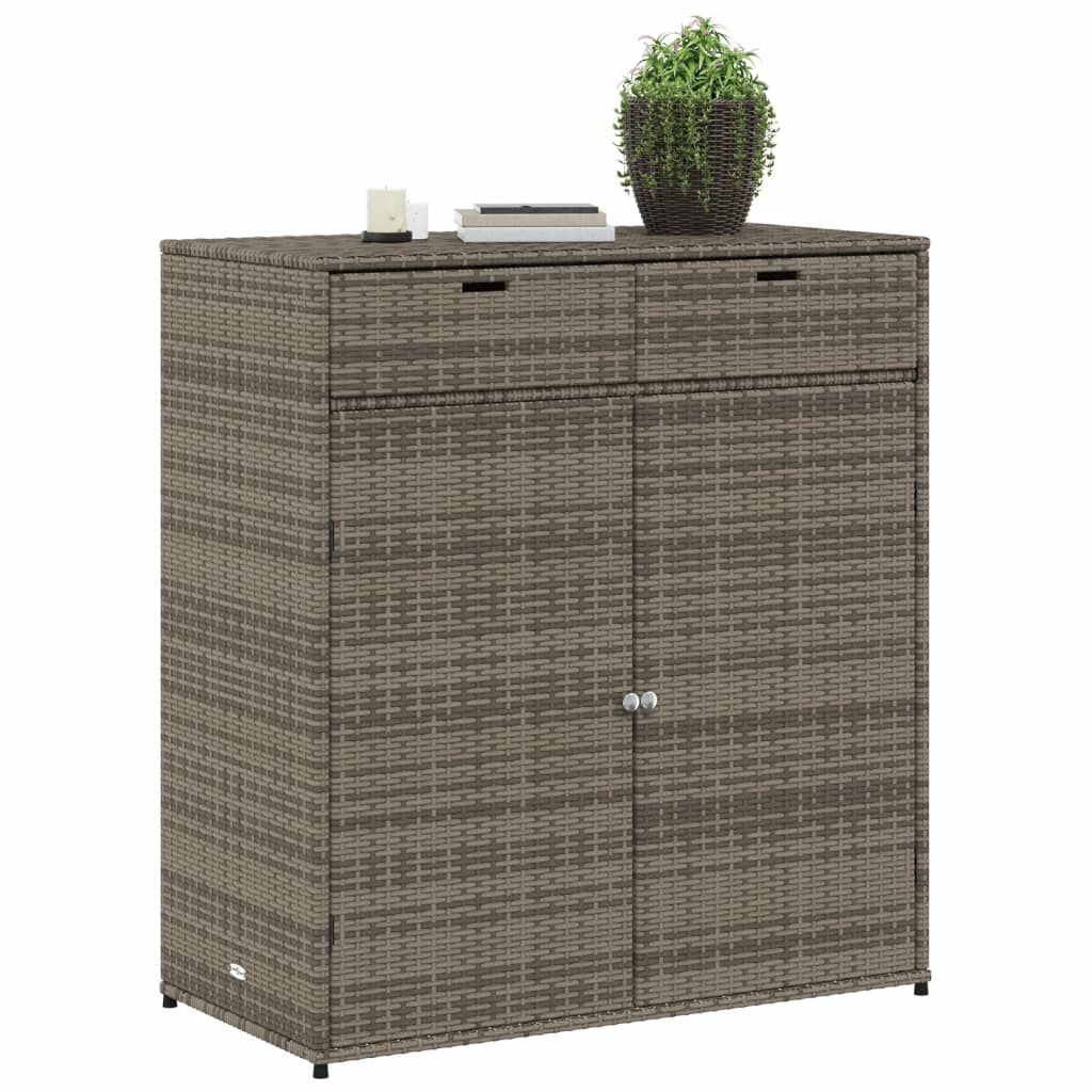 vidaXL Ντουλάπι Αποθήκευσης Κήπου Γκρι 105x55x113 εκ. Συνθετικό Ρατάν