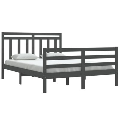 vidaXL Πλαίσιο Κρεβατιού Γκρι 140x200 εκ. από Μασίφ Ξύλο