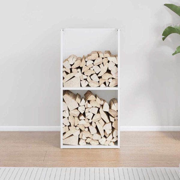 vidaXL Ράφι Καυσόξυλων Λευκό 40x30x80 εκ. Χάλυβας ψυχρής έλασης