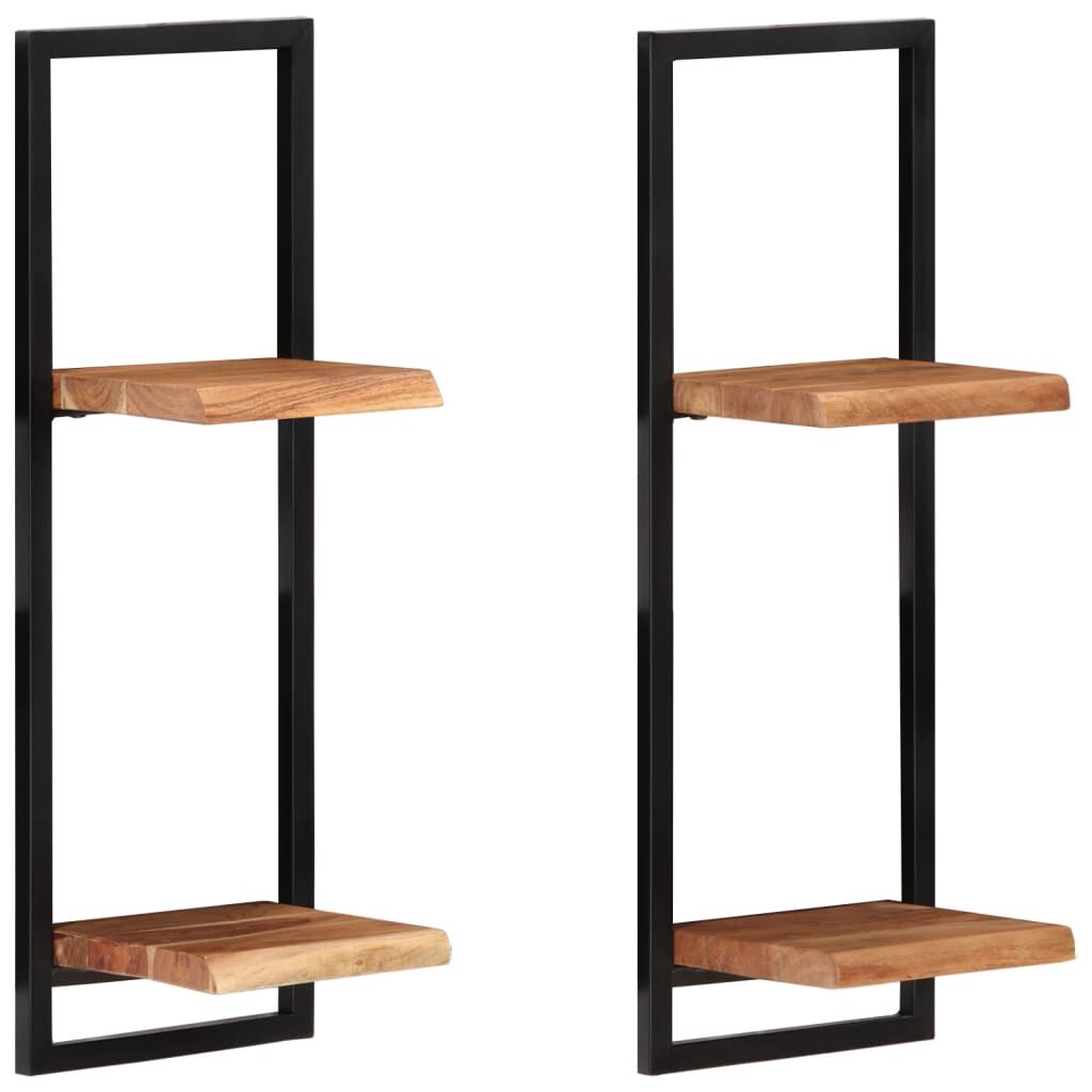 vidaXL Ράφια Τοίχου 2 Τεμ. 25x25x75 εκ. Μασίφ Ξύλο Ακακίας & Ατσάλι