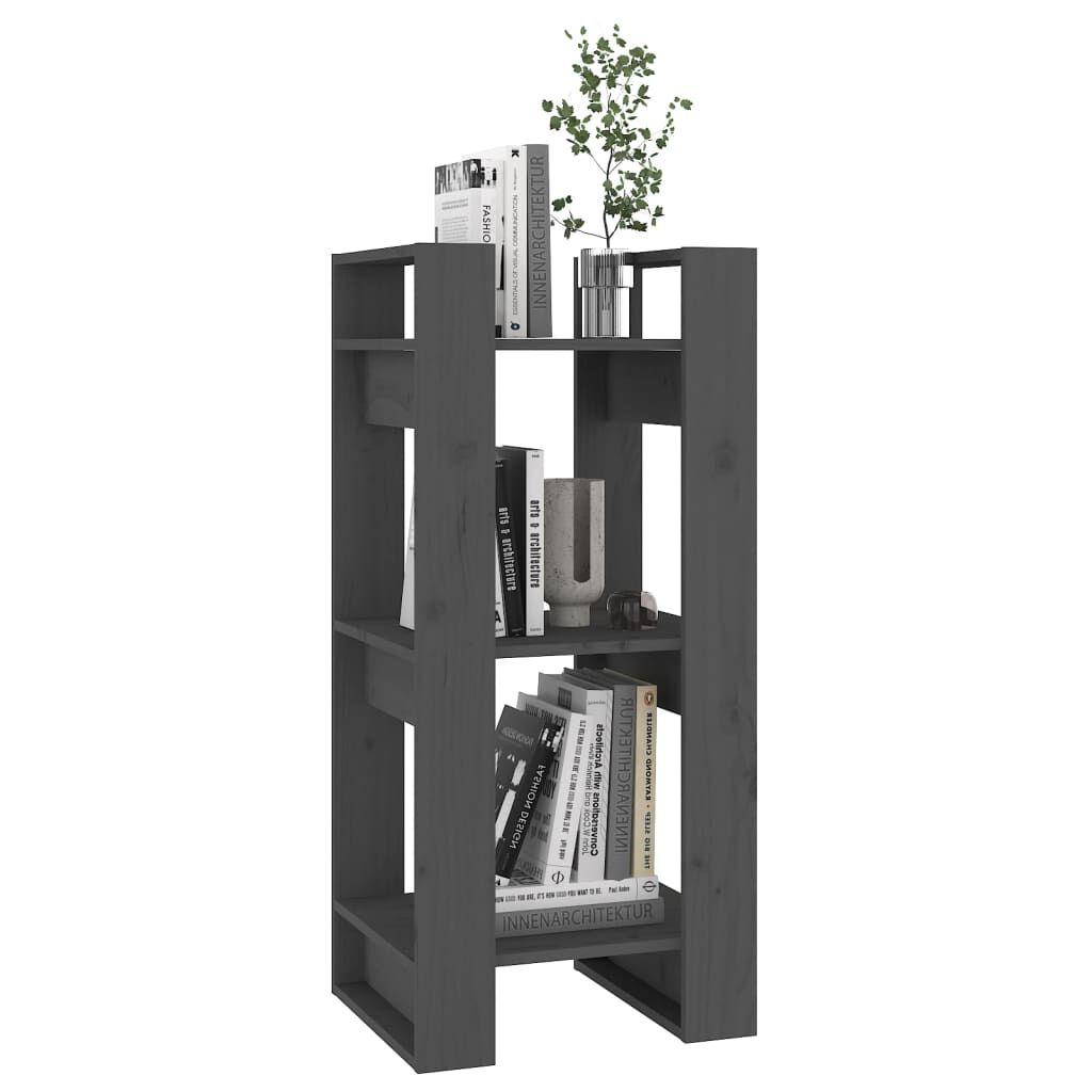 vidaXL Βιβλιοθήκη/Διαχωριστικό Χώρου Γκρι 41x35x91 εκ. Μασίφ Πεύκο