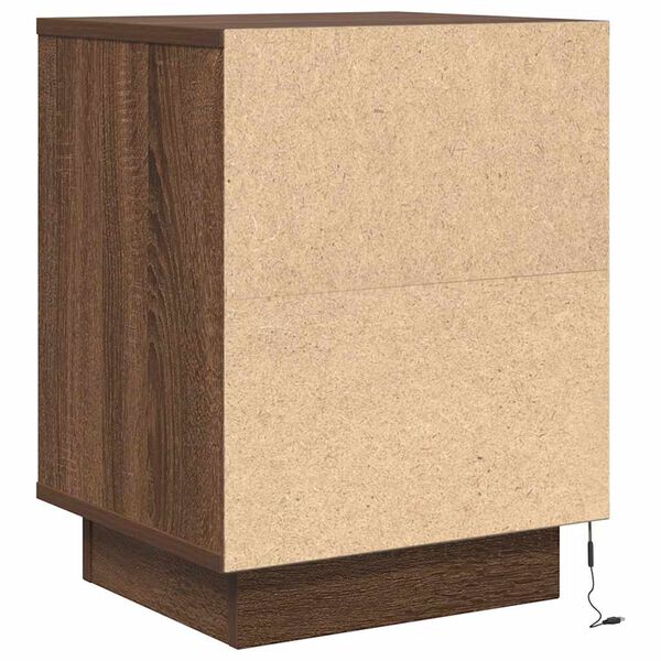 vidaXL Κομοδίνα με φώτα LED 2 τεμάχια καφέ δρυς 38x34x50 cm