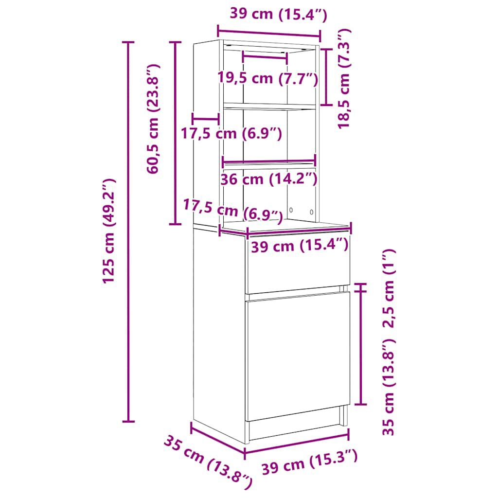 vidaXL Κομοδίνο Sonoma Δρυς 39x35x125 εκ. από Επεξεργασμένο Ξύλο