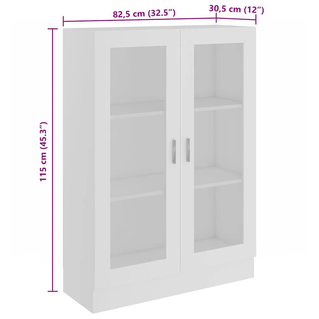 vidaXL Βιτρίνα Λευκή 82,5 x 30,5 x 115 εκ. Επεξ. Ξύλο