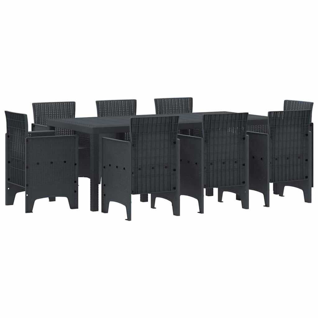 vidaXL Σέτ φαγητού για κήπο 7 pcs Ανθρακί Rattan Polt