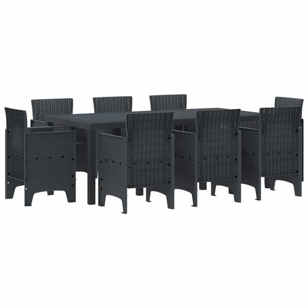 vidaXL Σέτ φαγητού για κήπο 7 pcs Ανθρακί Rattan Polt