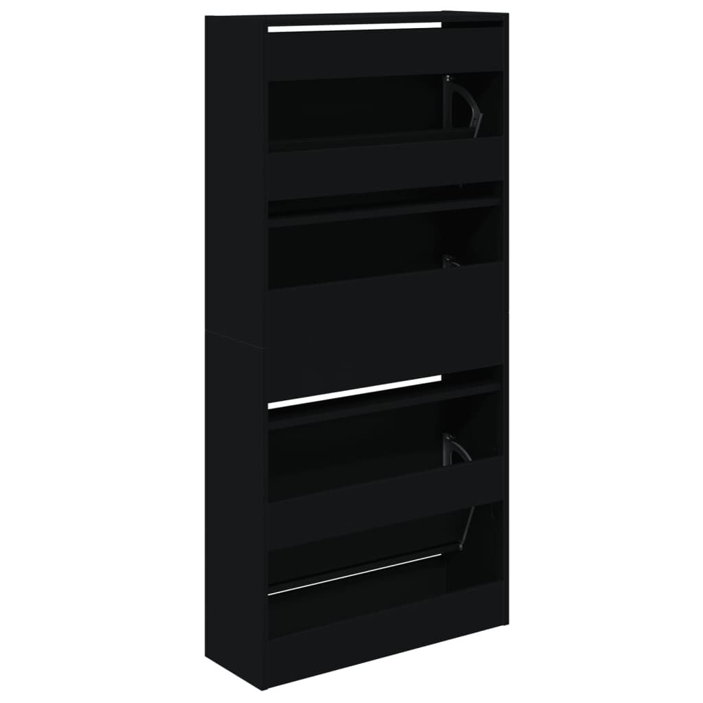 vidaXL Παπουτσοθήκη Μαύρη 60x21x125,5 εκ. από Επεξεργασμένο Ξύλο