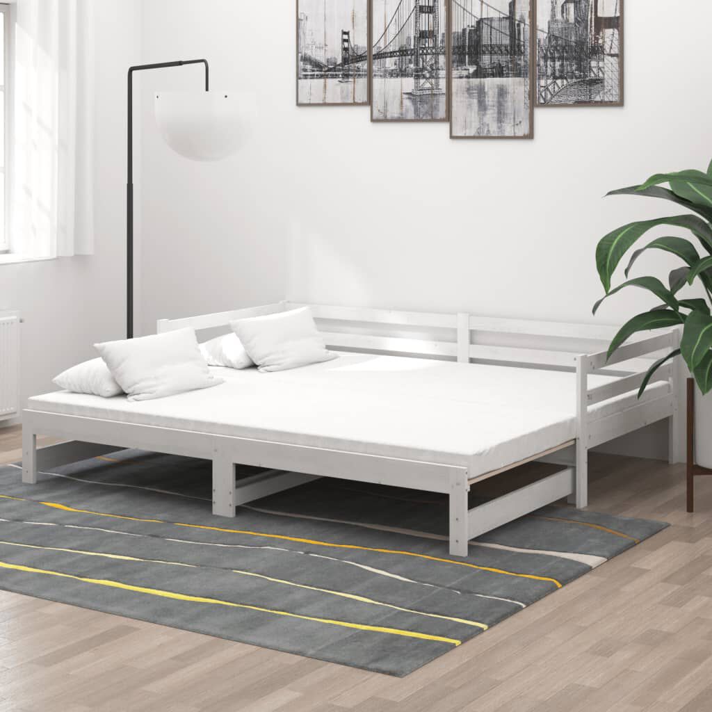 vidaXL Καναπές Κρεβάτι Συρόμενος Λευκός 2x(90x200) εκ. Ξύλο Πεύκου