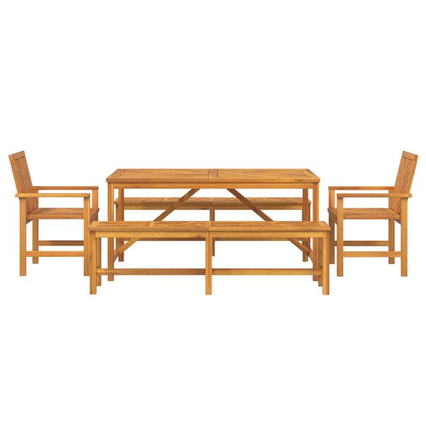 vidaXL Σέτ φαγητού για κήπο 5 pcs Καφέ 150 x 90 x 74 cm