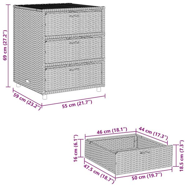 vidaXL Ντουλάπι Αποθήκευσης Κήπου Γκρι 55x59x69 εκ. Συνθετικό Ρατάν