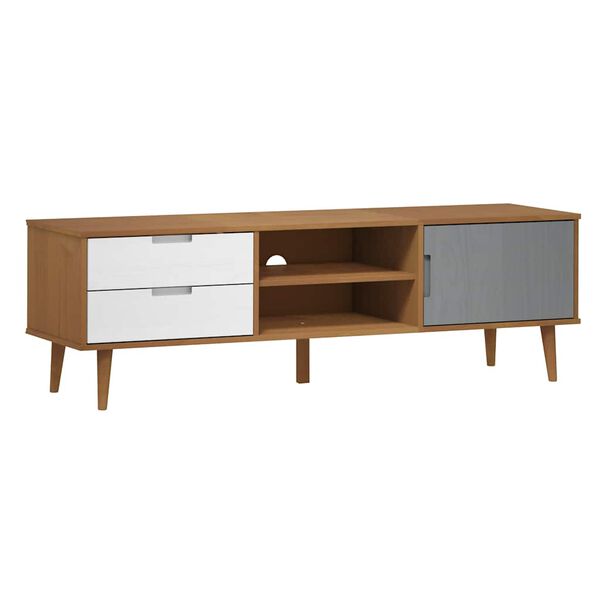 vidaXL Έπιπλο Τηλεόρασης MOLDE Καφέ 158x40x49 εκ. Μασίφ Ξύλο Πεύκου