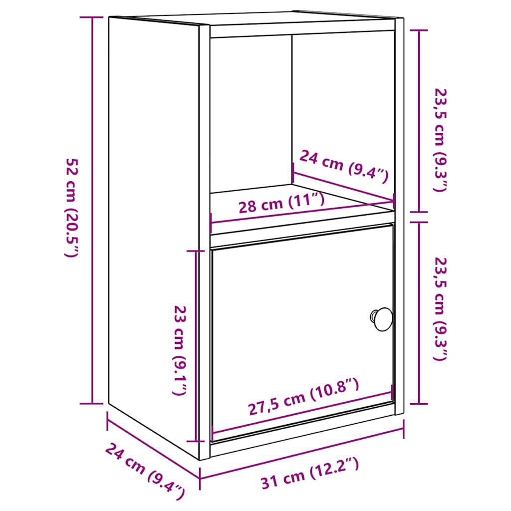 vidaXL Βιβλιοθήκη Μαύρη Δρυς 31x24x52 cm Κατασκευασμένο ξύλο