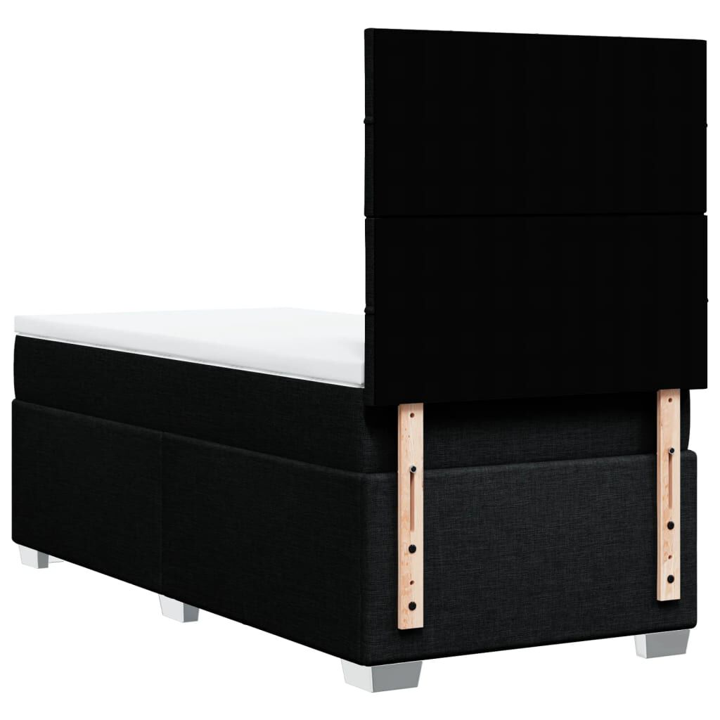 vidaXL Κρεβάτι Boxspring με Στρώμα Μαύρο 80 x 200 εκ. Υφασμάτινο