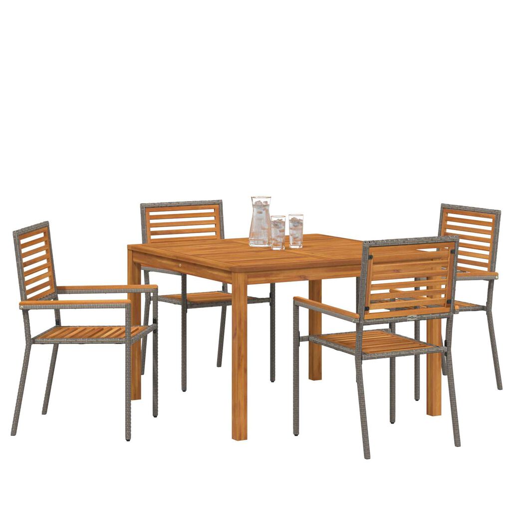 vidaXL Σέτ φαγητού για κήπο 5 pcs Γκρι Πολυ ράταν