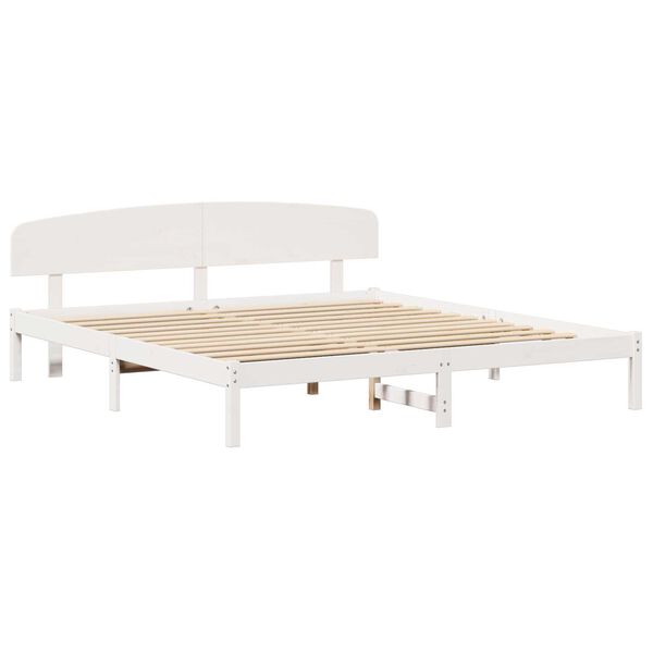 vidaXL Κρεβάτι με Κεφαλάρι Λευκό 180x200 εκ. Μασίφ Ξύλο Πεύκου
