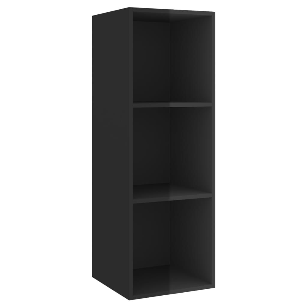 vidaXL Έπιπλο Τηλεόρασης Κρεμαστό Γυαλ. Μαύρο 37x37x107 εκ Επεξ. Ξύλο