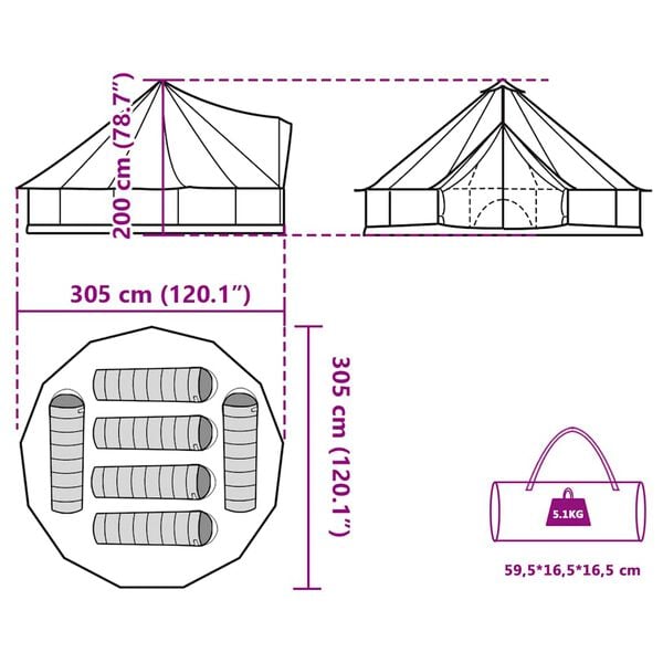 vidaXL Σκηνή Οικογενειακή Tipi 6 Ατόμων Αδιάβροχη Μπλε