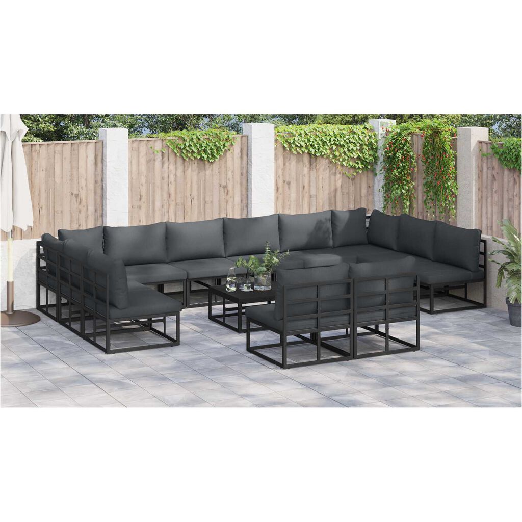 vidaXL Σετ Καναπέ Κήπου 13 pcs Μαύρο 70 x 70 x 32 εκ Αλουμίνιο