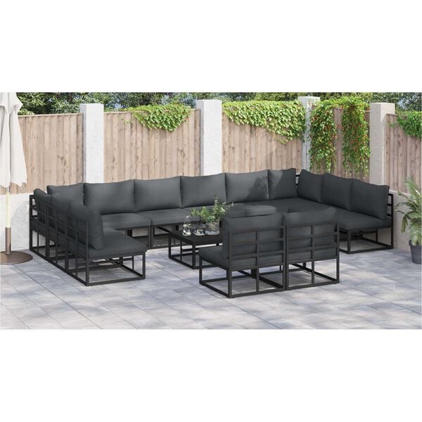 vidaXL Σετ Καναπέ Κήπου 13 pcs Μαύρο 70 x 70 x 32 εκ Αλουμίνιο