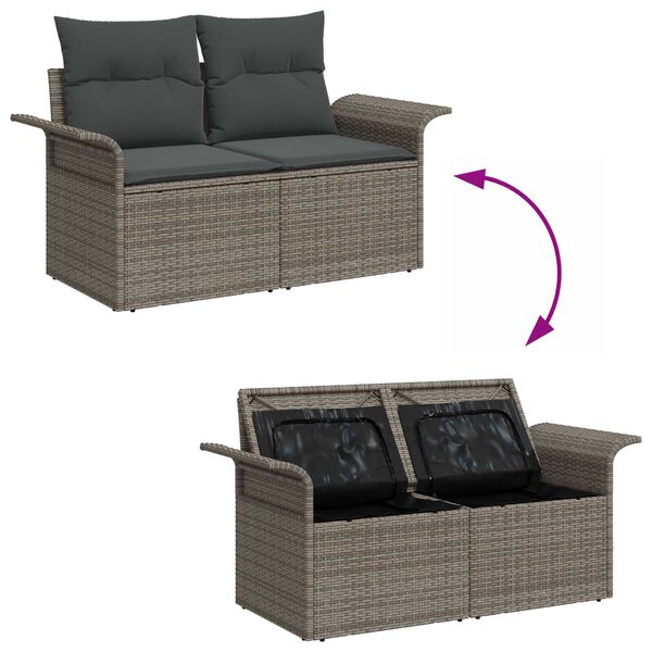vidaXL Σετ Καναπέ Κήπου 8 pcs Γκρι συνθετικό ρατάν