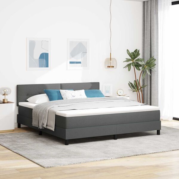 vidaXL Κρεβάτι Βολής με Στρώμα & LED Σκούρο Γκρι 180x200 cm Υφάσματος