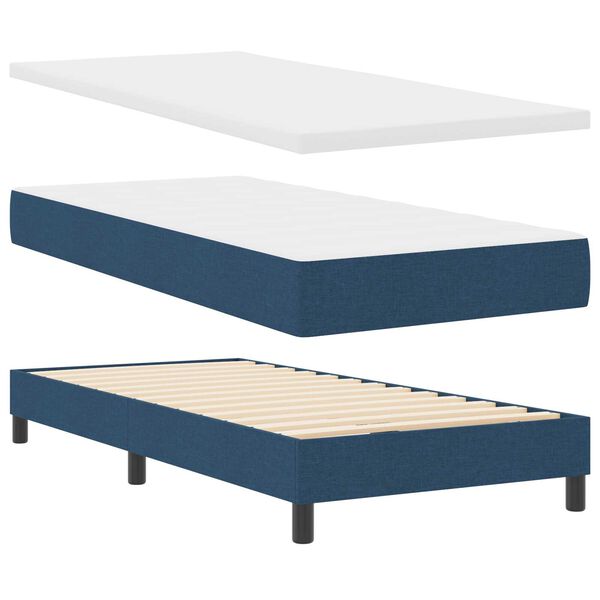 vidaXL Κρεβάτι Box Spring με Στρώμα & LED Μπλε 80x200 εκ Ύφασμα